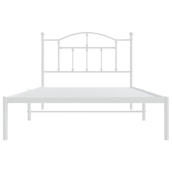 vidaXL Metal Bed Frame without Mattress with Headboard White 100x200cm