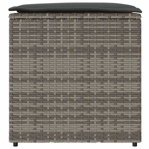 vidaXL Cushion Box with Storage Grey 50 x 50 x 50 cm Poly Rattan