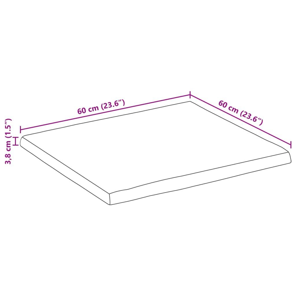vidaXL Table Top 60x60x3.8 cm Rectangular Solid Wood Acacia Live Edge