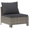 vidaXL Garden Middle Sofa with Cushion Grey Poly Rattan