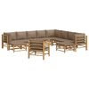 vidaXL 12 Piece Garden Lounge Set with Taupe Cushions Bamboo