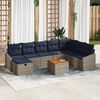 vidaXL Garden Sofa Set with Cushion 9 pcs Grey Poly Rattan