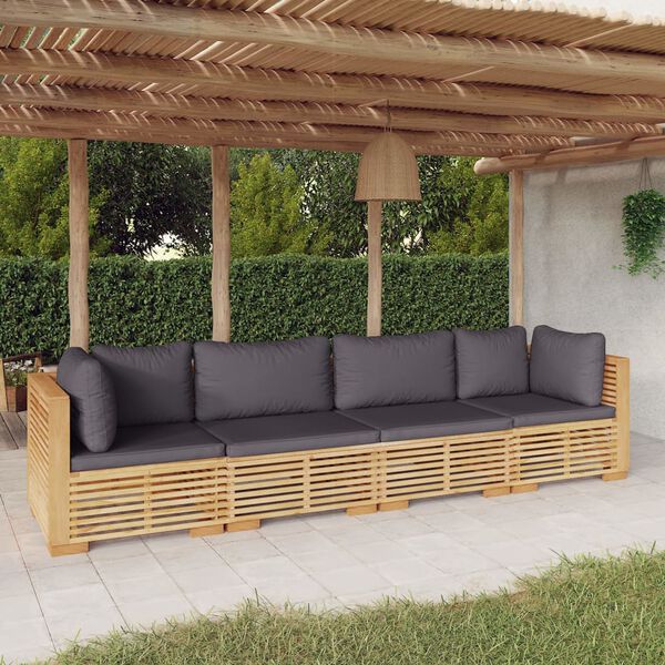 vidaXL 4 Piece Garden Lounge Set with Cushions Solid Wood Teak