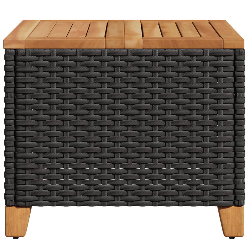 vidaXL Garden Table Black 45x45x37 cm Poly Rattan Acacia Wood