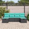 vidaXL Garden Sofa Set with Cushion 6 pcs Black Poly Rattan