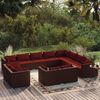 vidaXL 12 Piece Garden Lounge Set with Cushions Brown Poly Rattan