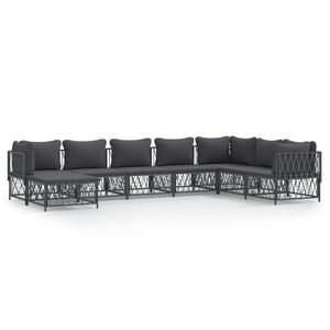 vidaXL 8 Piece Garden Lounge Set with Cushions Anthracite Steel