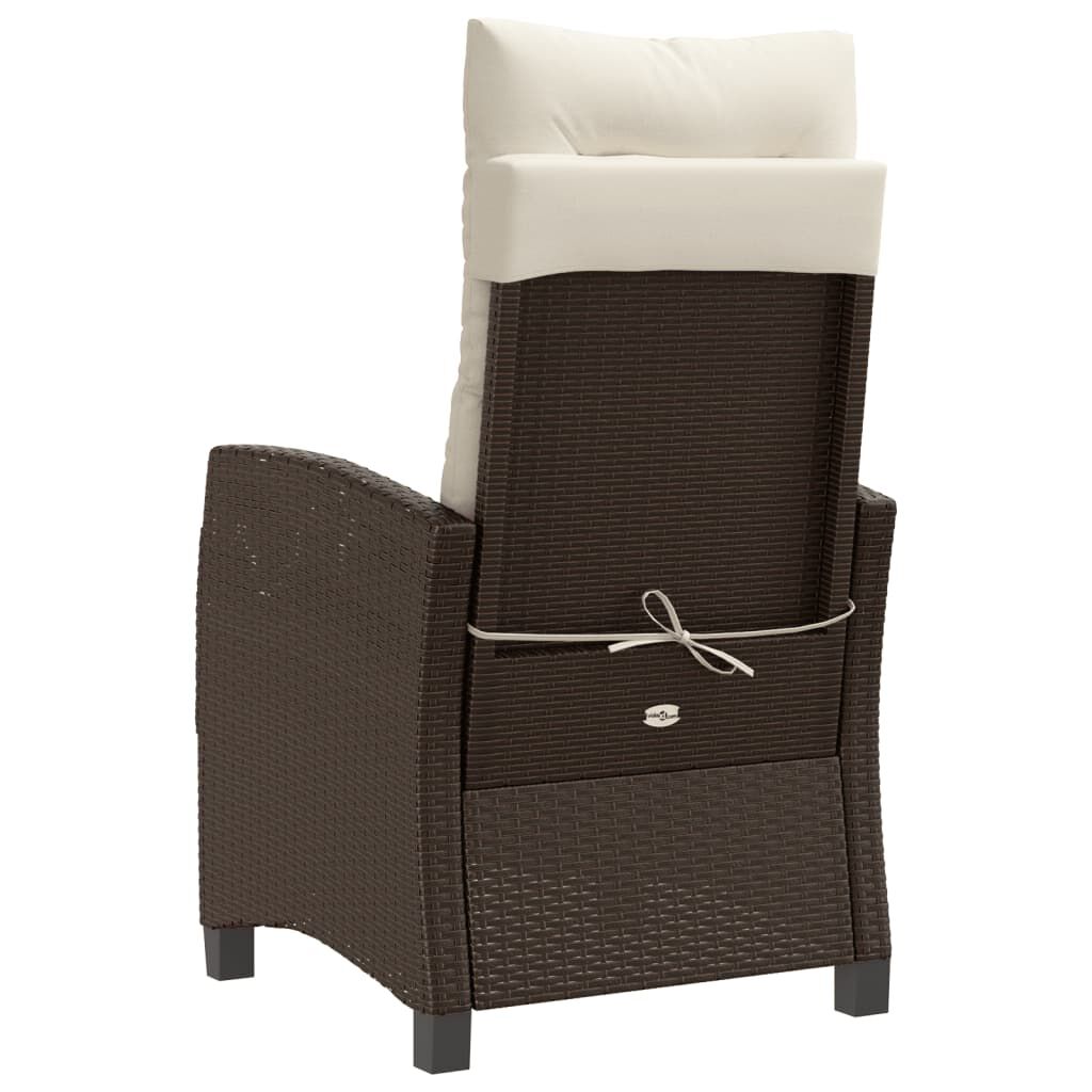 vidaXL Reclining Garden Chairs 2 pcs with Cushions Brown Poly Rattan