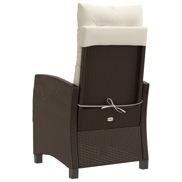 vidaXL Reclining Garden Chairs 2 pcs with Cushions Brown Poly Rattan