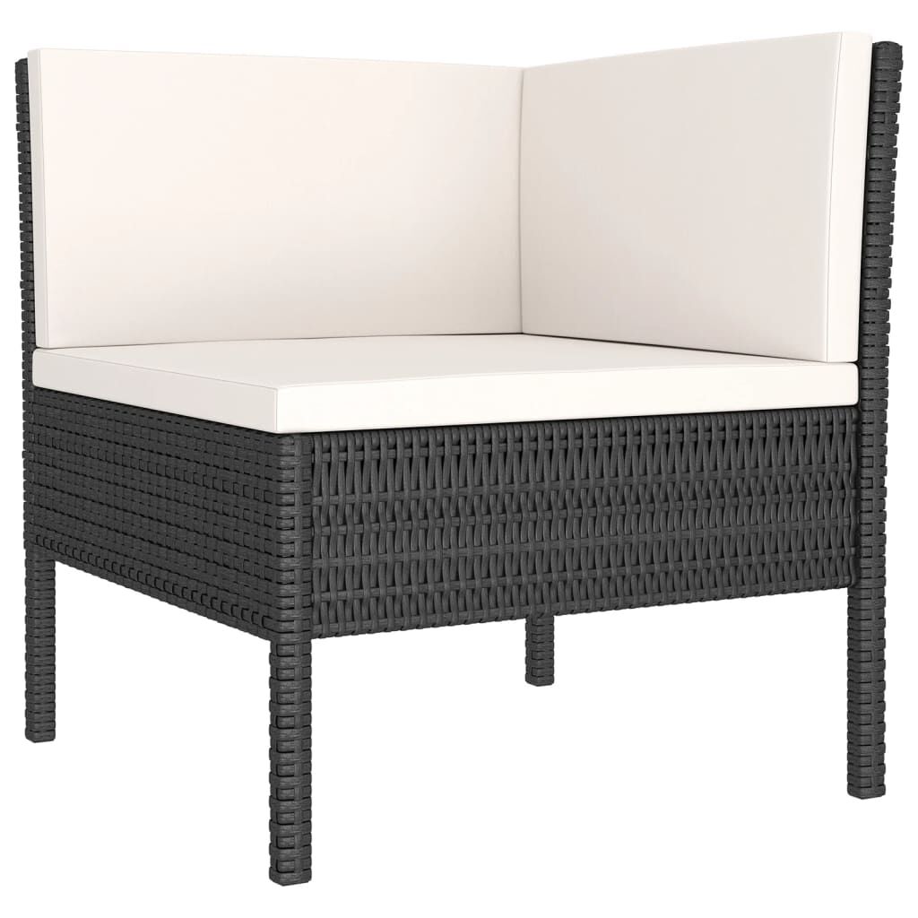 vidaXL 11 Piece Garden Lounge Set with Cushions Poly Rattan Black