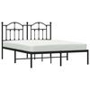 vidaXL Metal Bed Frame without Mattress with Headboard Black 135x190cm