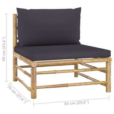 vidaXL 5 Piece Garden Lounge Set with Dark Grey Cushions Bamboo