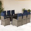 vidaXL 9 Piece Garden Dining Set with Cushions Grey Poly Rattan