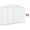 vidaXL Arched Gabion Baskets 5 pcs 200x30x120/140 cm Galvanised Iron