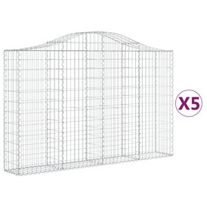 vidaXL Arched Gabion Baskets 5 pcs 200x30x120/140 cm Galvanised Iron