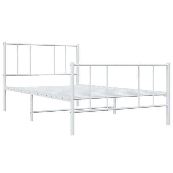 vidaXL Metal Bed Frame without Mattress with Footboard White 100x200cm
