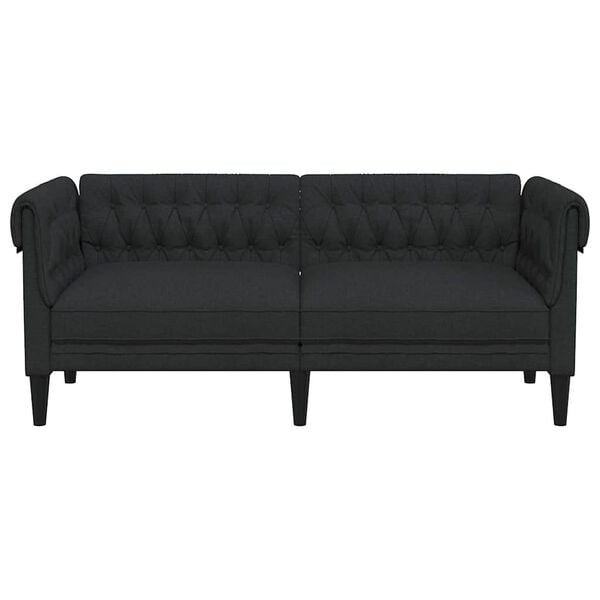 vidaXL Chesterfield Sofa 2-Seater Black Fabric