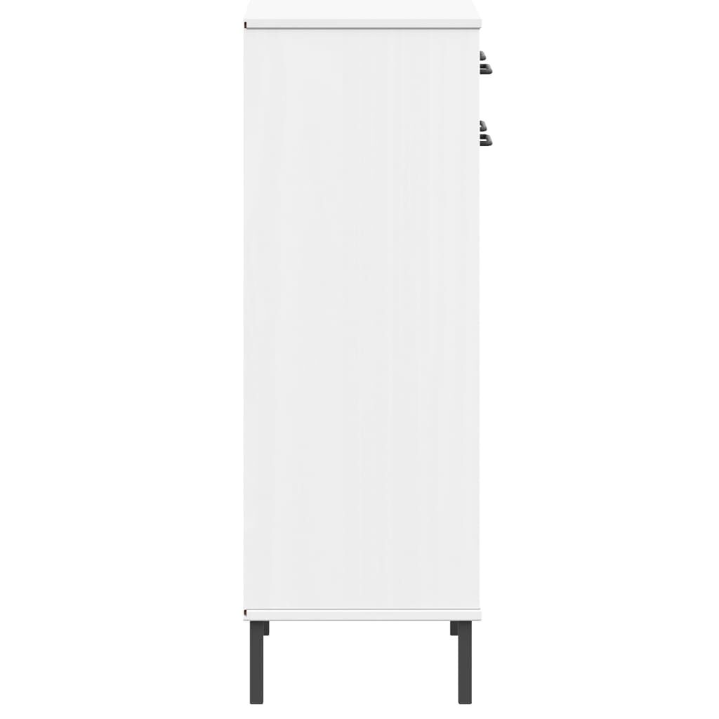 vidaXL Shoe Rack with Metal Legs White Solid Wood Pine OSLO