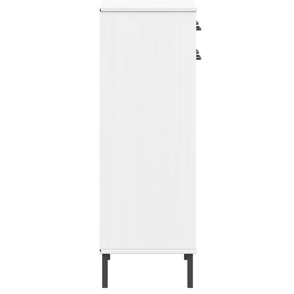 vidaXL Shoe Rack with Metal Legs White Solid Wood Pine OSLO