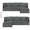 vidaXL Modular Sofa with Footstool&Cushions Fabric Dark Grey