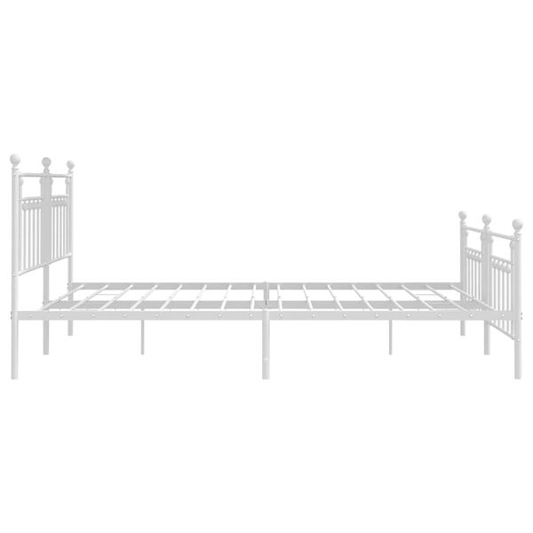 vidaXL Metal Bed Frame without Mattress with Footboard White 193x203cm