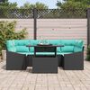 vidaXL Garden Sofa Set with Cushion 7 pcs Black and Blue Poly rattan