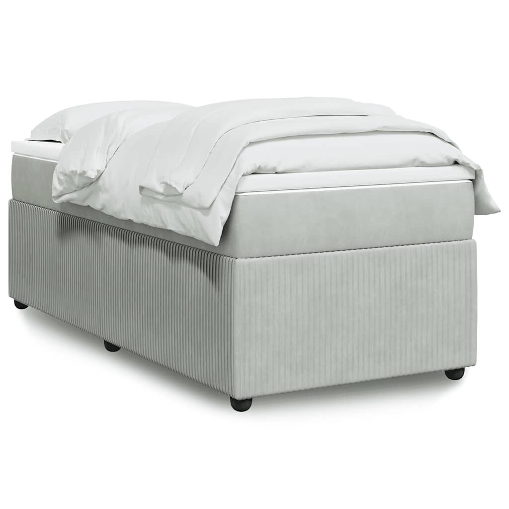 vidaXL Box Spring Bed with Mattress Light Grey Twin XL Velvet