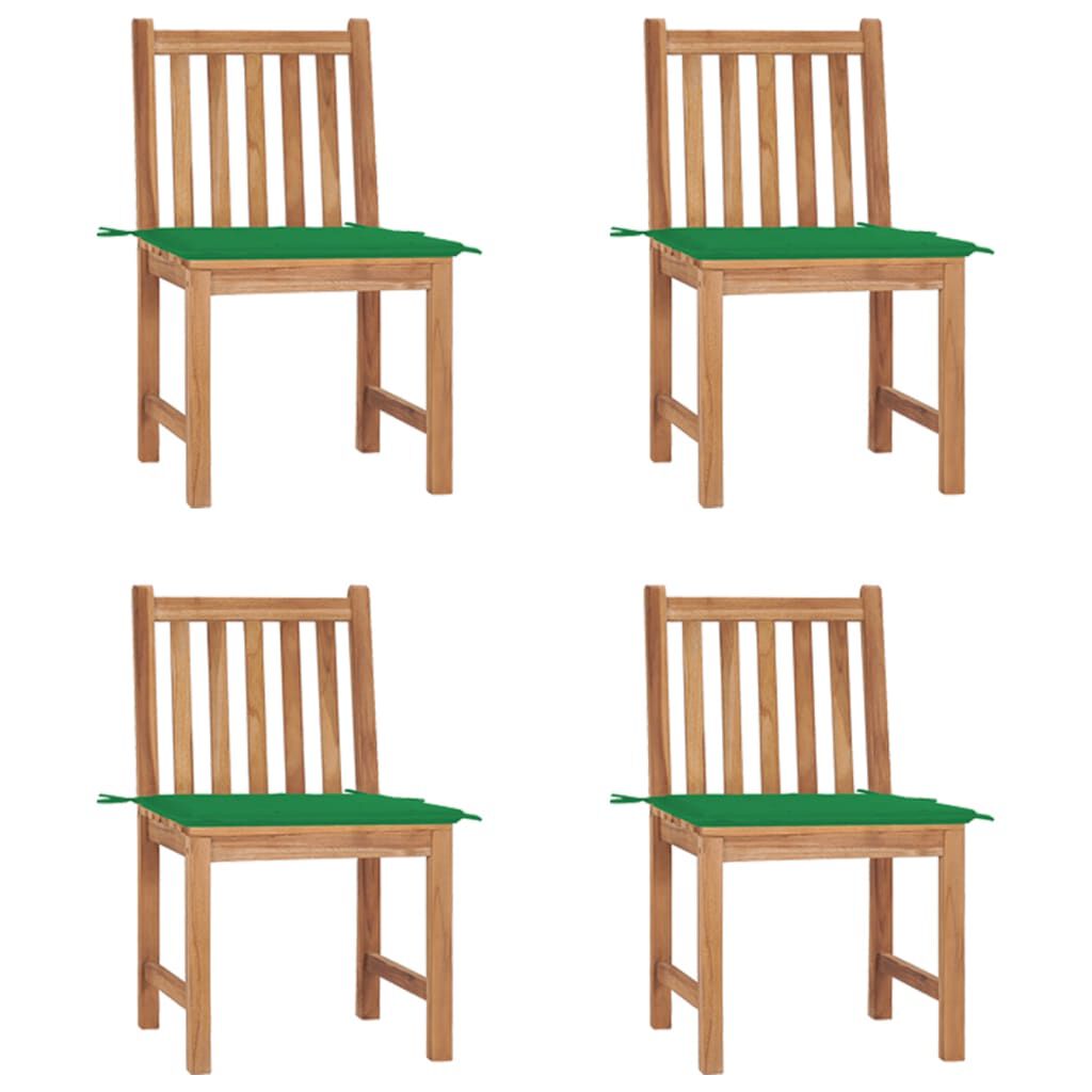 vidaXL Garden Chairs 4 pcs with Cushions Solid Teak Wood
