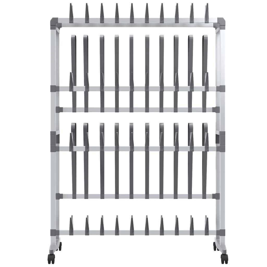 vidaXL Shoe Rack with Wheels Silver 89x27x120 cm
