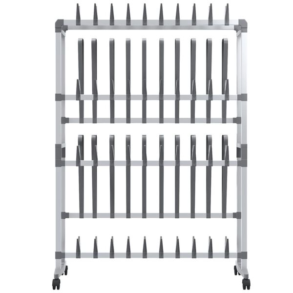 vidaXL Shoe Rack with Wheels Silver 89x27x120 cm