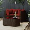 vidaXL 4 Piece Garden Lounge Set with Cushions Brown Poly Rattan