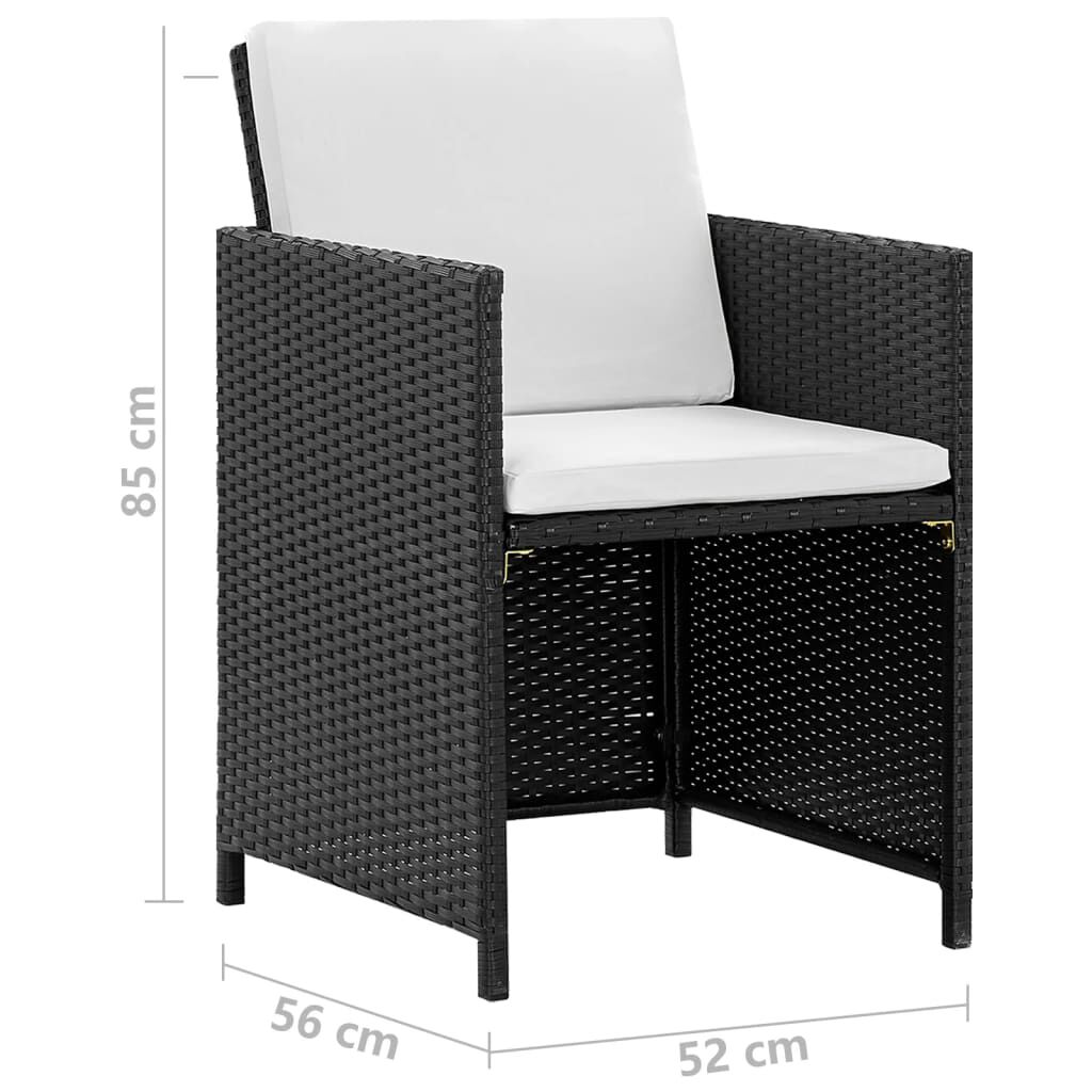 vidaXL 5 Piece Outdoor Dining Set with Cushions Poly Rattan Black