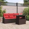 vidaXL Garden Sofa Set with Cushion 5 pcs Brown Poly Rattan