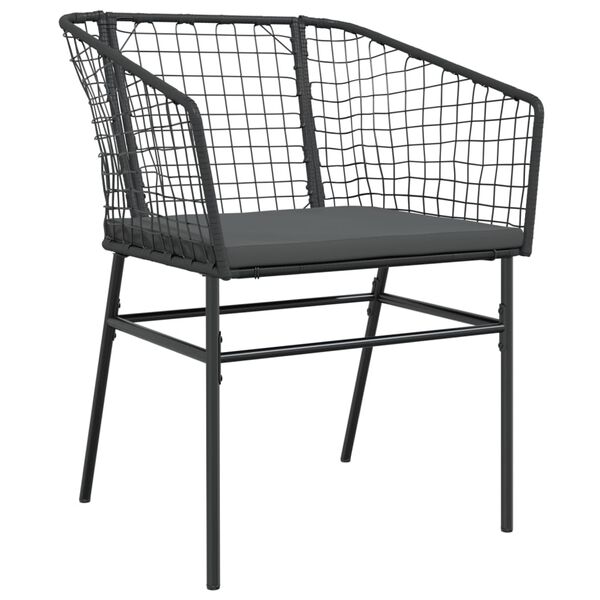 vidaXL Garden Chairs 2 pcs with Cushions Black Poly Rattan