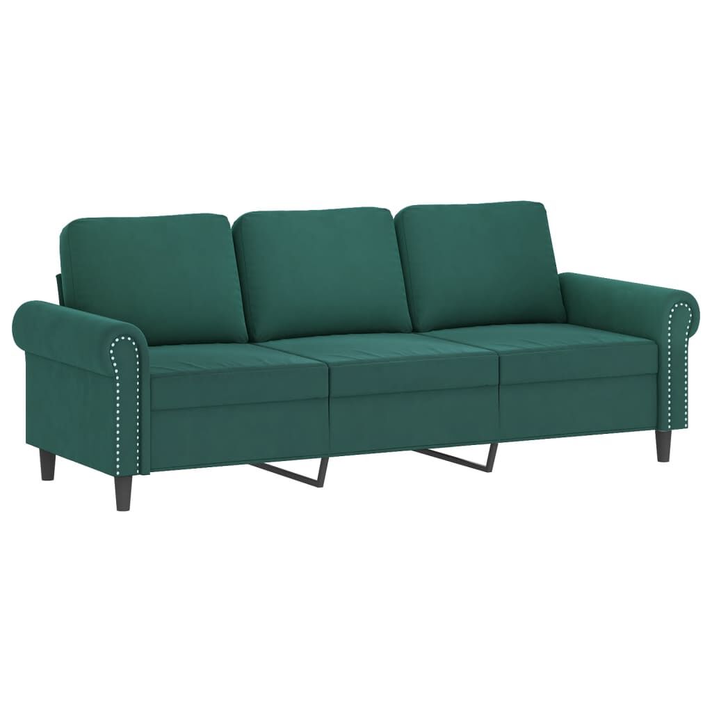 vidaXL 3 Piece Sofa Set with Cushions Dark Green Velvet