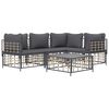 vidaXL 5 Piece Garden Lounge Set with Cushions Anthracite Poly Rattan