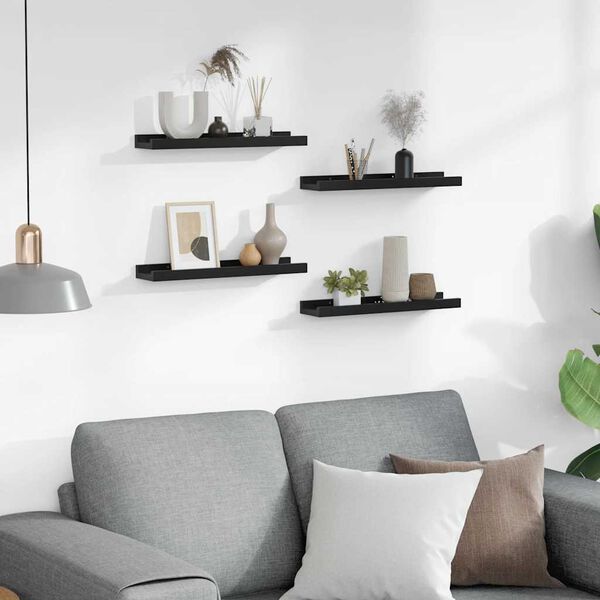 vidaXL Wall Shelves 4 pcs Black 40x9x3 cm