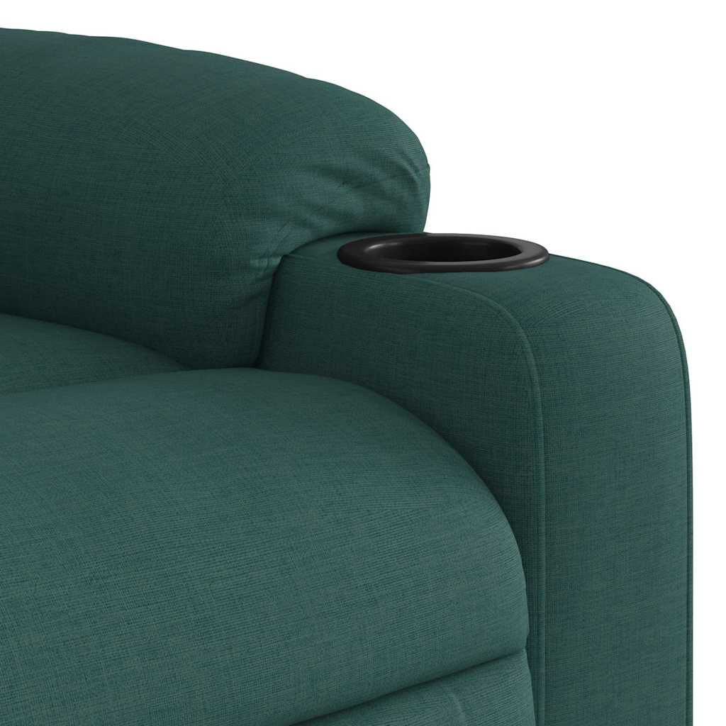 vidaXL Stand up Massage Recliner Chair Dark Green Fabric