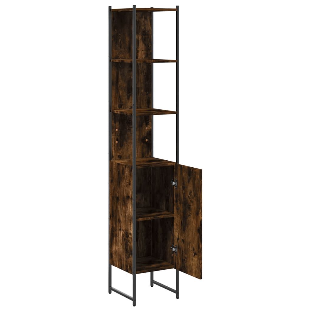 vidaXL Bathroom Cabinet Smoked Oak 33x33x185.5 cm Engineered Wood