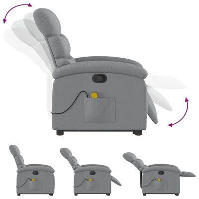 vidaXL Stand up Massage Recliner Chair Light Grey Fabric
