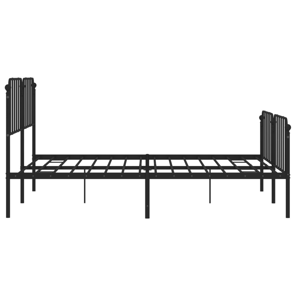 vidaXL Metal Bed Frame without Mattress with Footboard Black 193x203cm