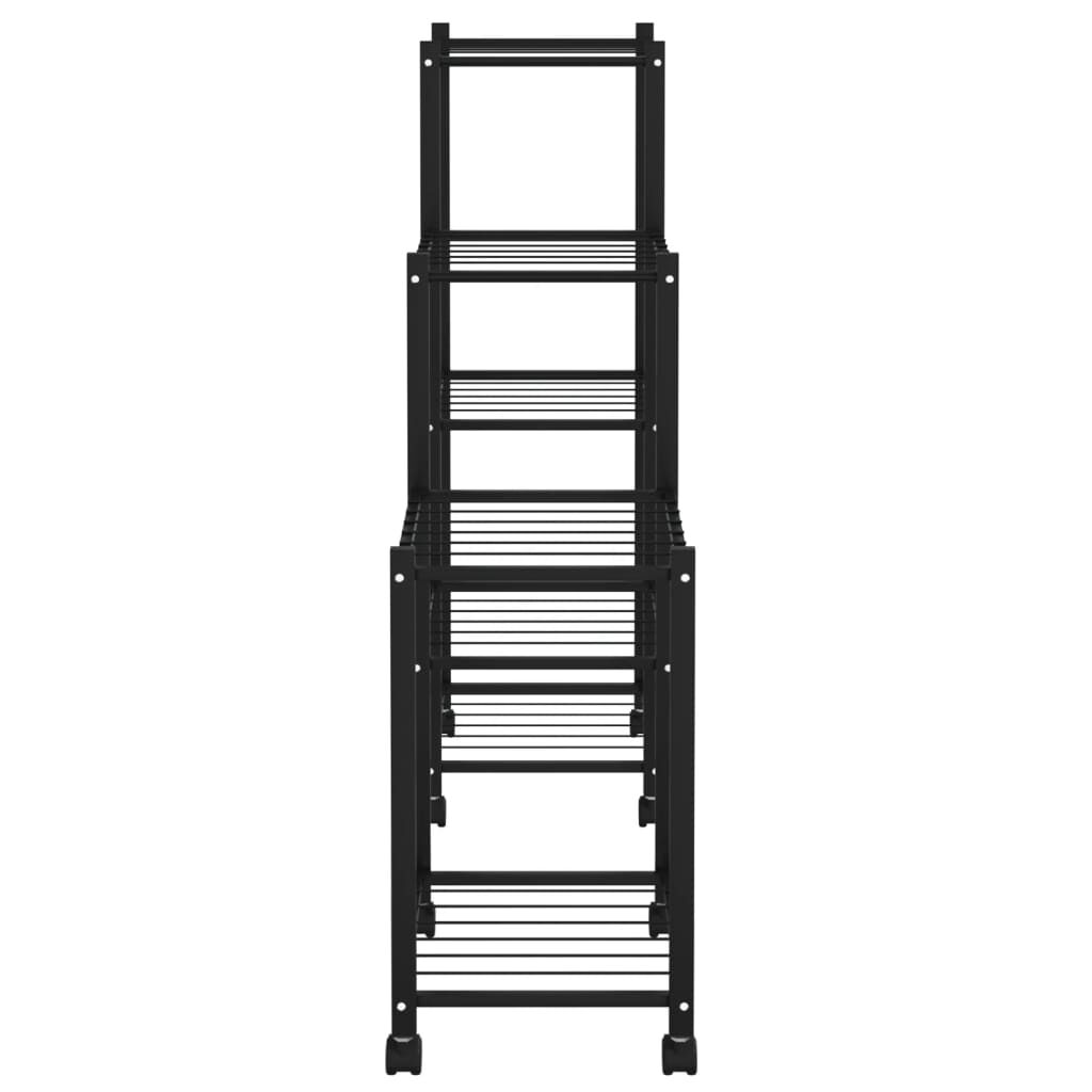 vidaXL Flower Stand with Wheels 83x25x83.5 cm Black Iron