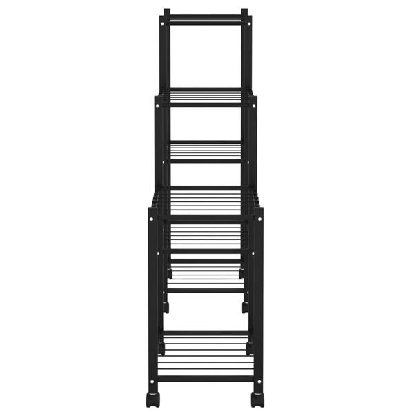 vidaXL Flower Stand with Wheels 83x25x83.5 cm Black Iron