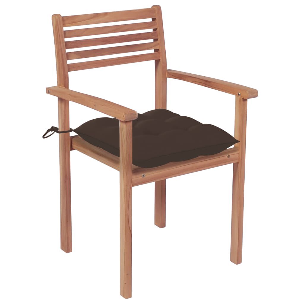 vidaXL Garden Chairs 2 pcs with Taupe Cushions Solid Teak Wood