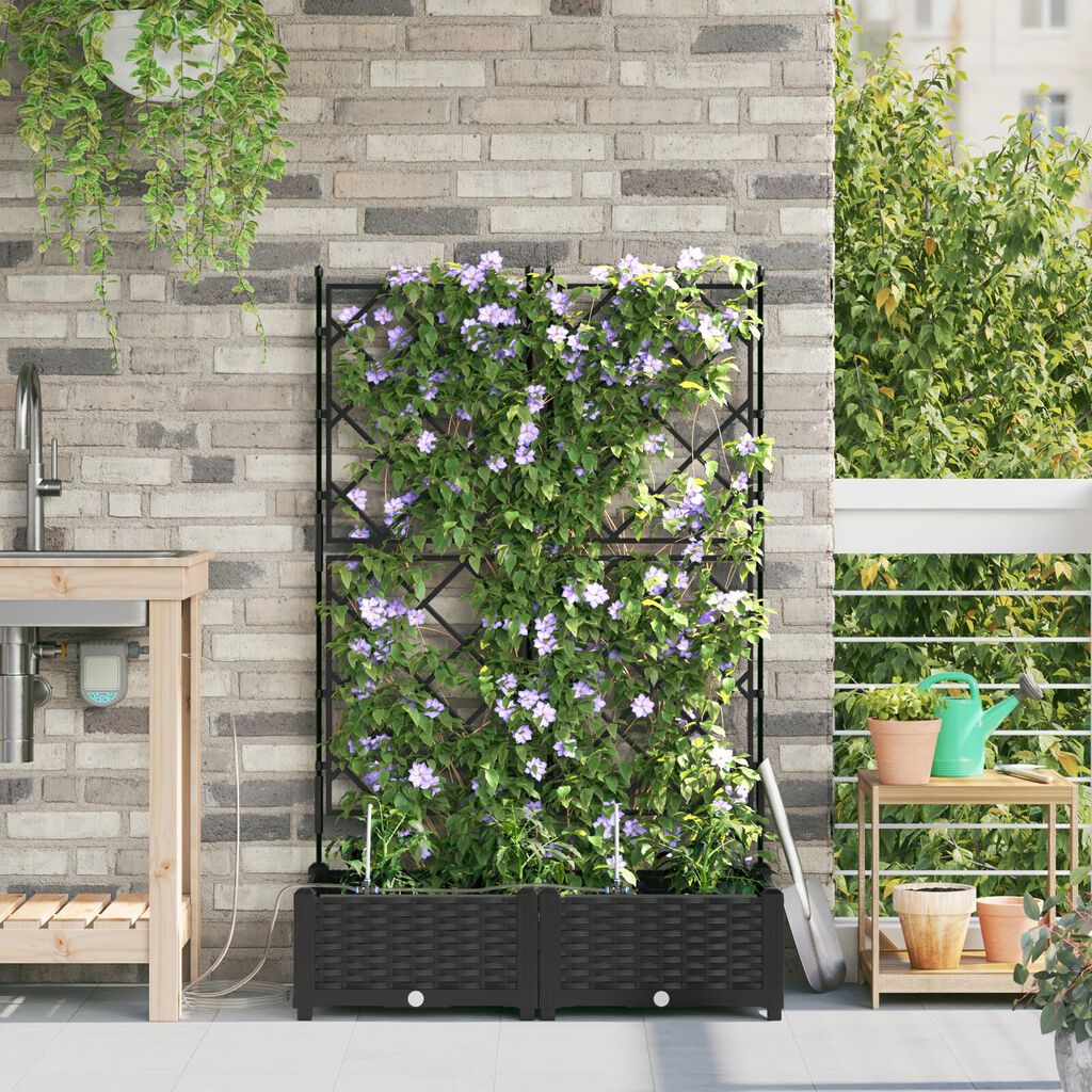 vidaXL Garden Planters Black 80 x 40 x 126 cm Steel