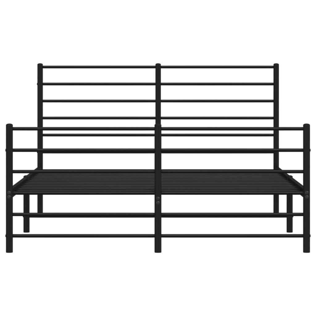 vidaXL Metal Bed Frame without Mattress with Footboard Black 150x200cm