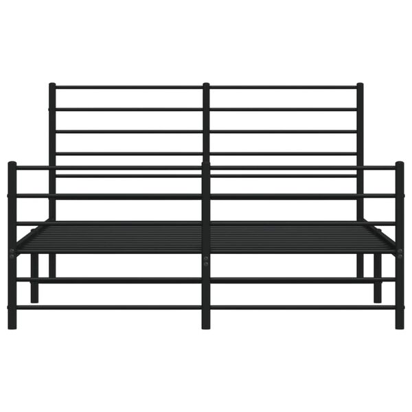 vidaXL Metal Bed Frame without Mattress with Footboard Black 150x200cm