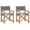 vidaXL Folding Director's Chairs 2 pcs Grey Solid Wood Teak