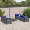 vidaXL 8 Piece Garden Lounge Set with Cushions Grey Poly Rattan