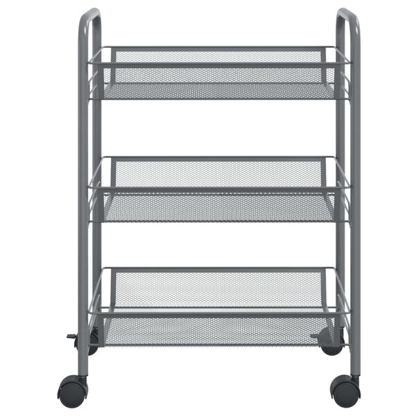 vidaXL 3-Tier Kitchen Trolley Grey 46x26x64 cm Iron